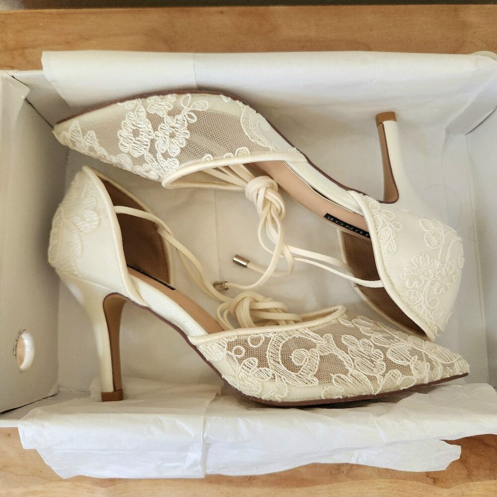Ivory Lace Bridal Wedding Heels